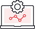 Laptop with gear icon and line chart